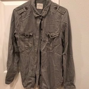 American Eagle boyfriend fit size small. Army green/gray color. Super soft